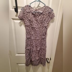 LULUS Crochet Silver Lavender Cocktail Dress With Keyhole Back, Short sz large